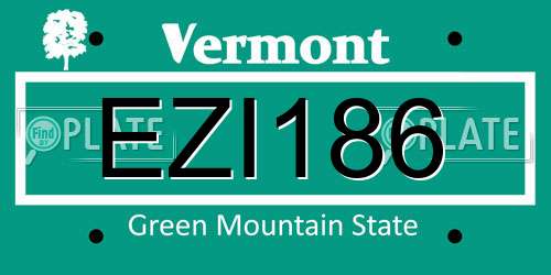 EZI186 Vermont License Plate