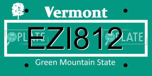 EZI812 Vermont License Plate