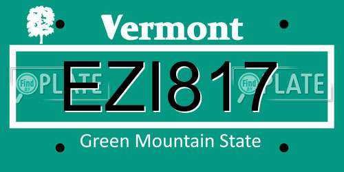 EZI817 Vermont License Plate