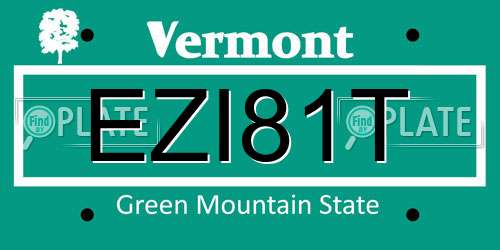EZI81T Vermont License Plate