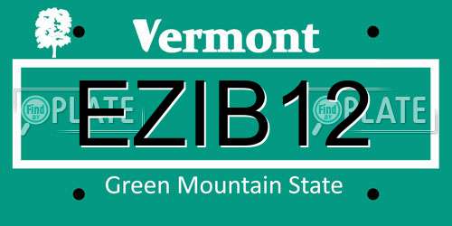 EZIB12 Vermont License Plate