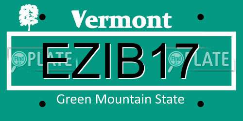 EZIB17 Vermont License Plate