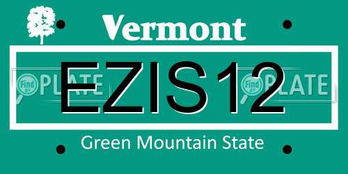 EZIS12 Vermont License Plate