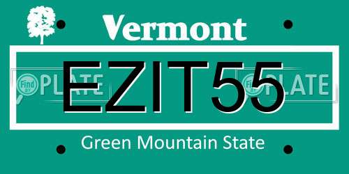 EZIT55 Vermont License Plate