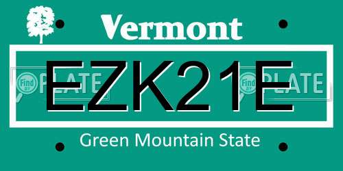 EZK21E Vermont License Plate
