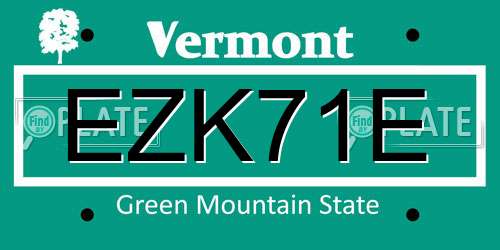 EZK71E Vermont License Plate