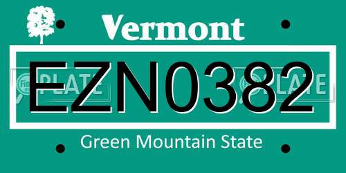 EZN0382 Vermont License Plate