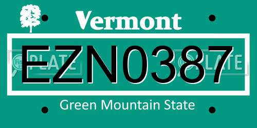 EZN0387 Vermont License Plate