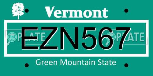 EZN567 Vermont License Plate