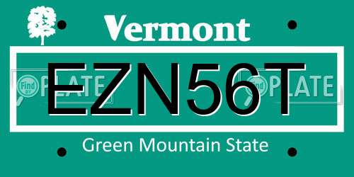 EZN56T Vermont License Plate