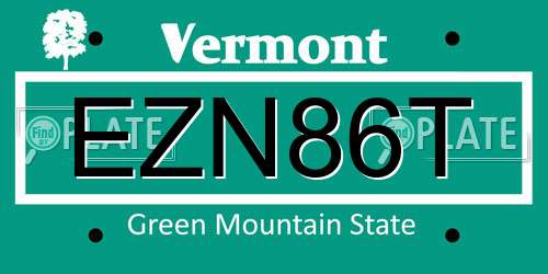 EZN86T Vermont License Plate