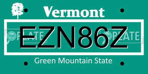 EZN86Z Vermont License Plate