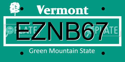EZNB67 Vermont License Plate