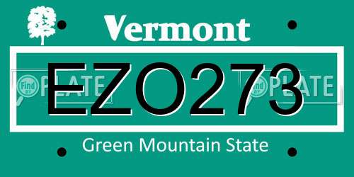 EZO273 Vermont License Plate