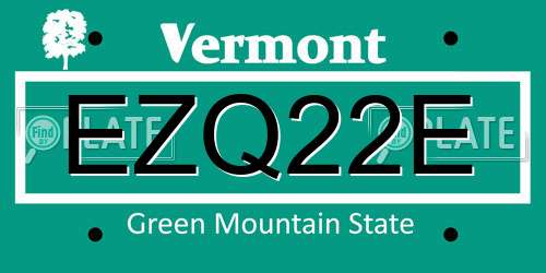 EZQ22E Vermont License Plate