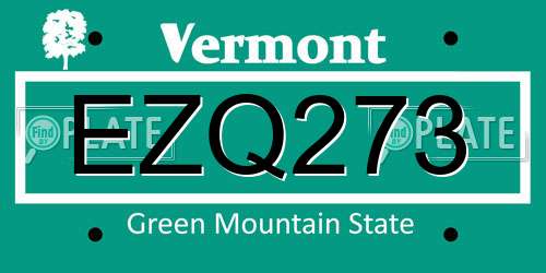 EZQ273 Vermont License Plate