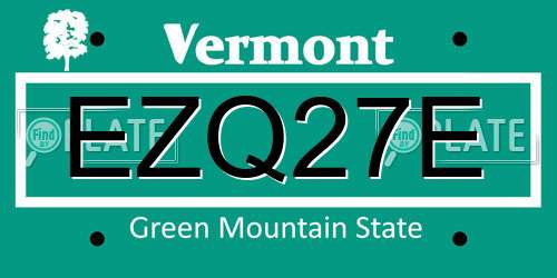 EZQ27E Vermont License Plate