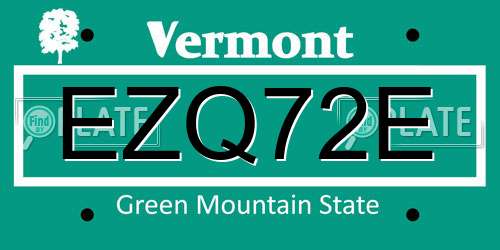 EZQ72E Vermont License Plate