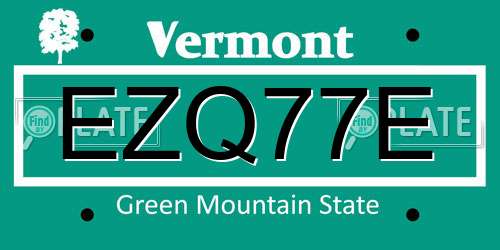 EZQ77E Vermont License Plate