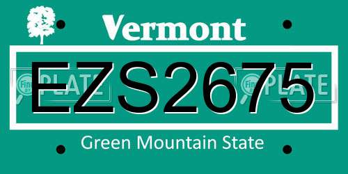 EZS2675 Vermont License Plate