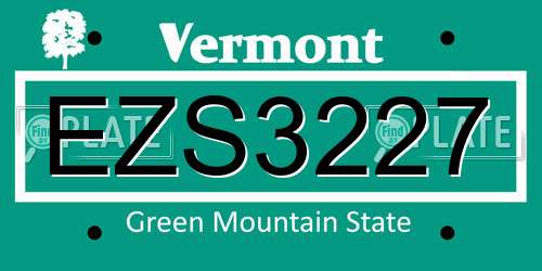 EZS3227 Vermont License Plate