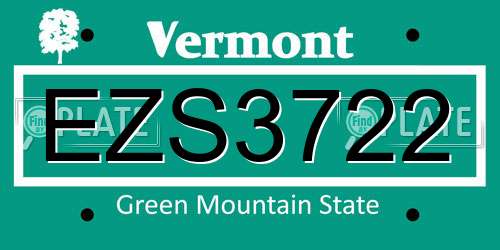 EZS3722 Vermont License Plate