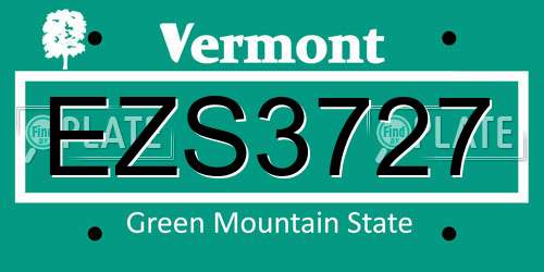 EZS3727 Vermont License Plate