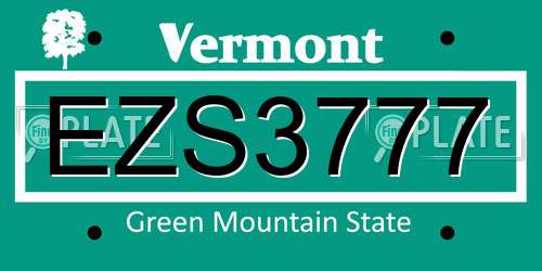 EZS3777 Vermont License Plate