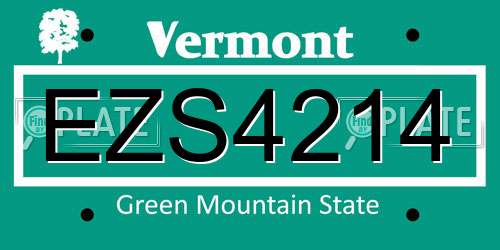EZS4214 Vermont License Plate