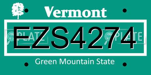 EZS4274 Vermont License Plate