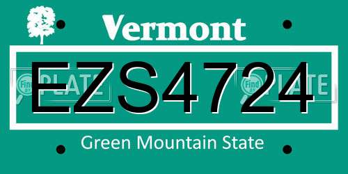 EZS4724 Vermont License Plate