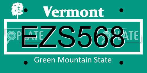 EZS568 Vermont License Plate