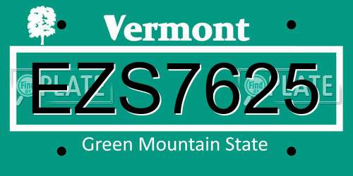EZS7625 Vermont License Plate