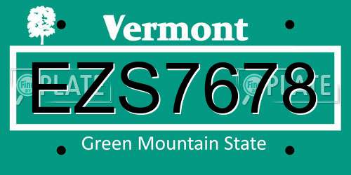 EZS7678 Vermont License Plate