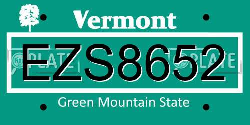 EZS8652 Vermont License Plate