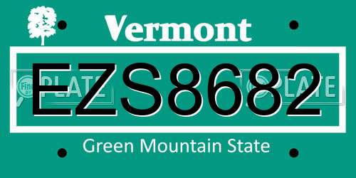 EZS8682 Vermont License Plate