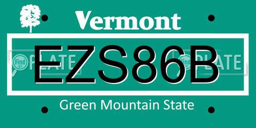 EZS86B Vermont License Plate