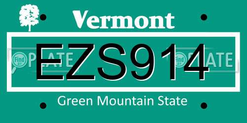 EZS914 Vermont License Plate