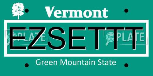 EZSETTT Vermont License Plate
