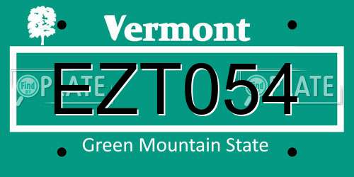 EZT054 Vermont License Plate