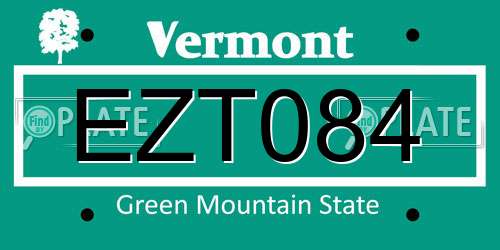 EZT084 Vermont License Plate