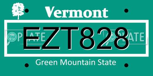 EZT828 Vermont License Plate