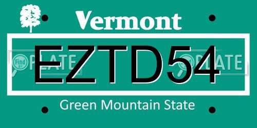 EZTD54 Vermont License Plate