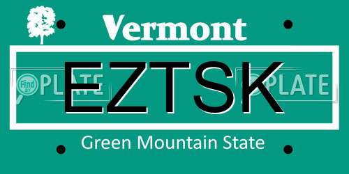 EZTSK Vermont License Plate