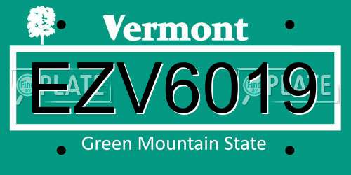 EZV6019 Vermont License Plate