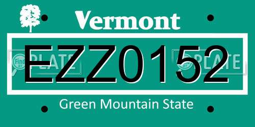 EZZ0152 Vermont License Plate