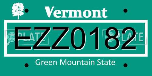 EZZ0182 Vermont License Plate