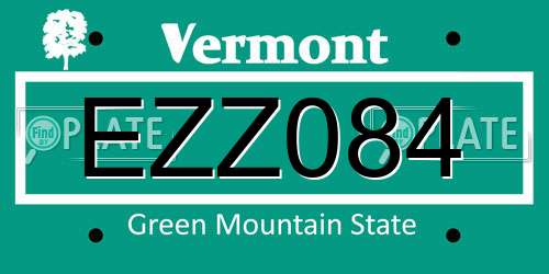 EZZ084 Vermont License Plate