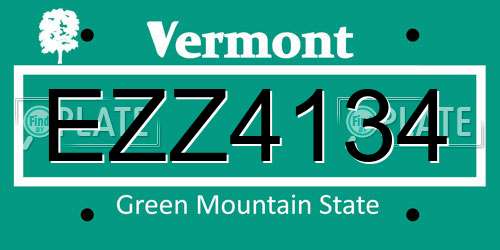 EZZ4134 Vermont License Plate