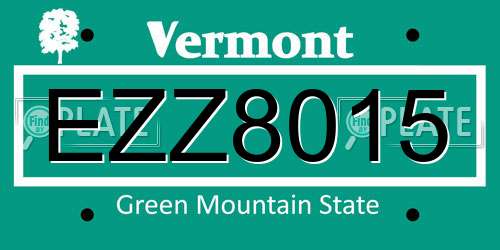 EZZ8015 Vermont License Plate